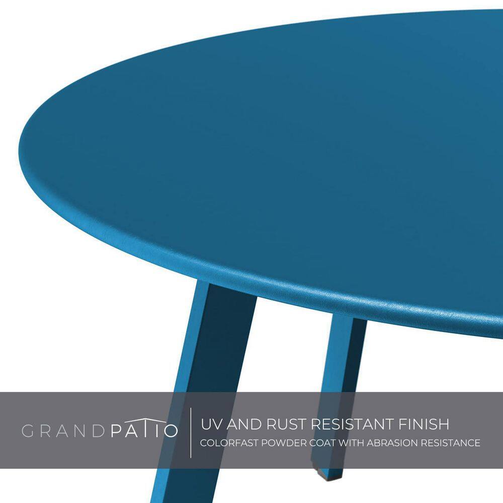 Peacock Blue Round Steel Outdoor Coffee Table
