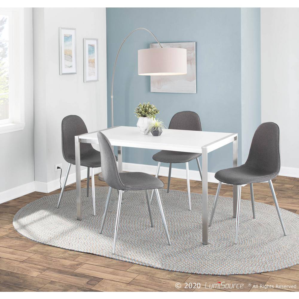Set of 2 Charcoal Gray Velvet Upholstered Side Chairs with Metal Legs