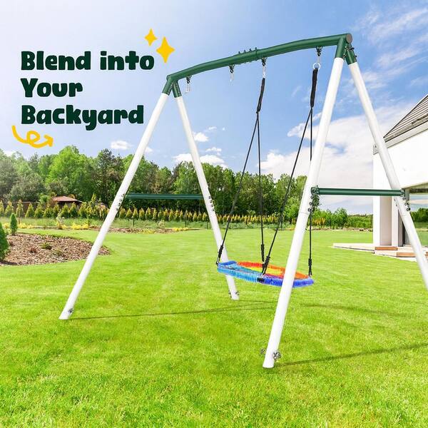 A-Frame Outdoor Playset with Spider Swing, 7.5' H, 500lb Capacity