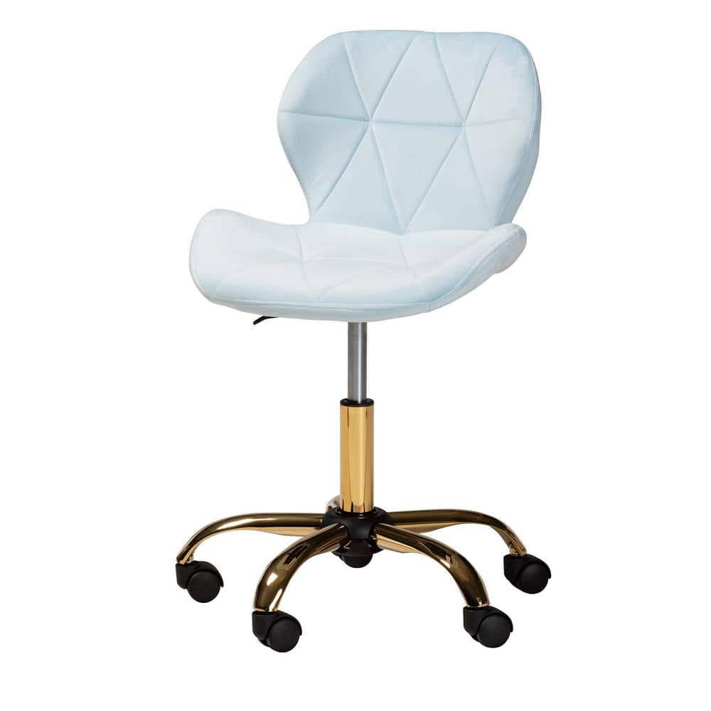 Savara Aqua Velvet and Gold Metal Adjustable Task Chair