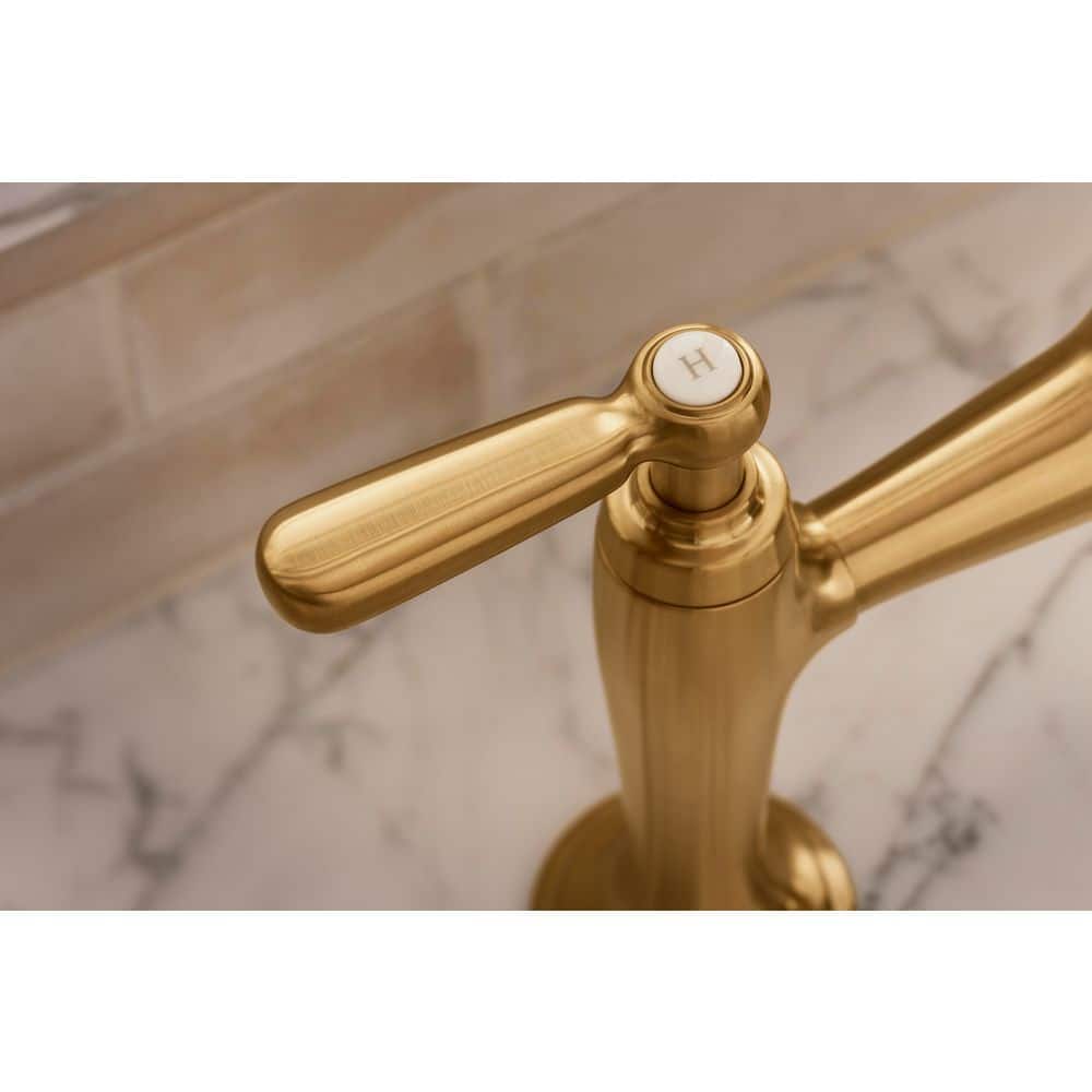 Edalyn Polished Chrome Two-Hole Bridge Kitchen Faucet with Side Sprayer