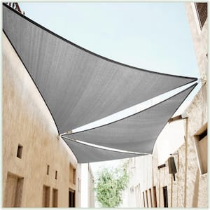 12 ft. x 12 ft. x 17 ft. 190 GSM Grey Right Triangle Sun Shade Sail with Triangle Kit