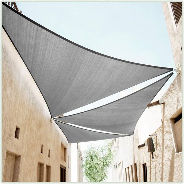 Right Triangle Sun Shade Sail 8'x8'x11.3' Light Grey - HDPE UV Block Fabric, 90% Sun Protection, Air Permeable For Patio, Garden, Pool
