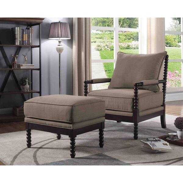 Best Master Furniture Abraham Taupe, Best Accent Chairs With Ottoman