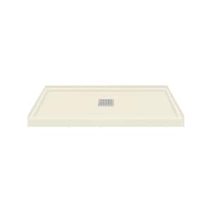 Linear 36 in. L x 48 in. W Alcove Shower Pan Base with Center Drain in Cameo