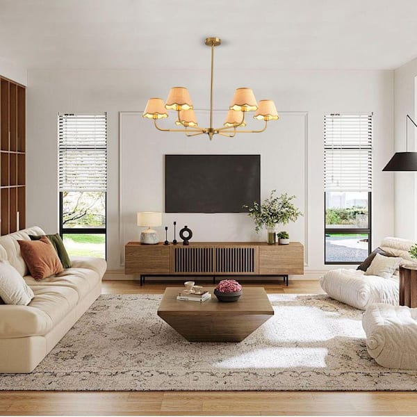 Jushua 38 in. 6-Light Gold Hanging Pendant Light Fixture