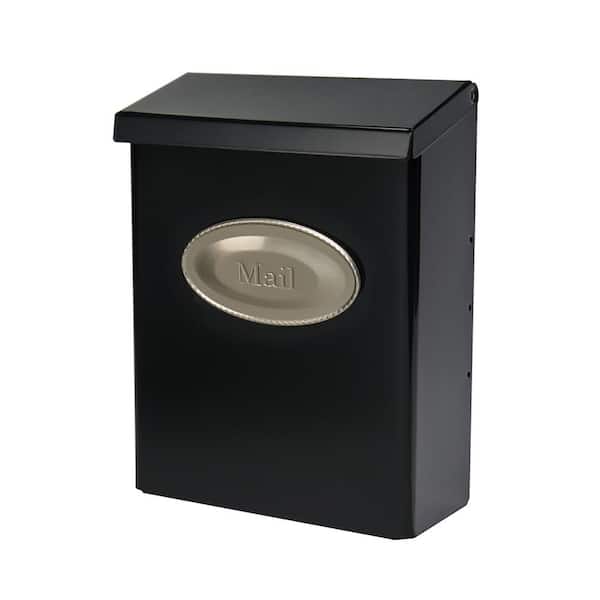 Gibraltar Mailboxes Designer Black with Satin Nickel, Medium, Steel, Locking, Wall Mount Mailbox