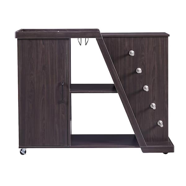 Unbranded Benitez Espresso Kitchen Island with Adjustable Shelf