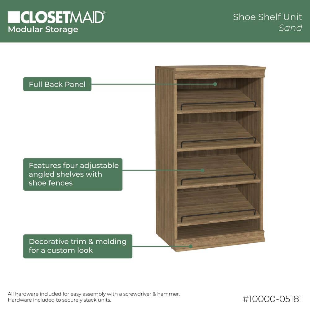 Sand Stackable Wood and Metal Shoe Shelf Unit
