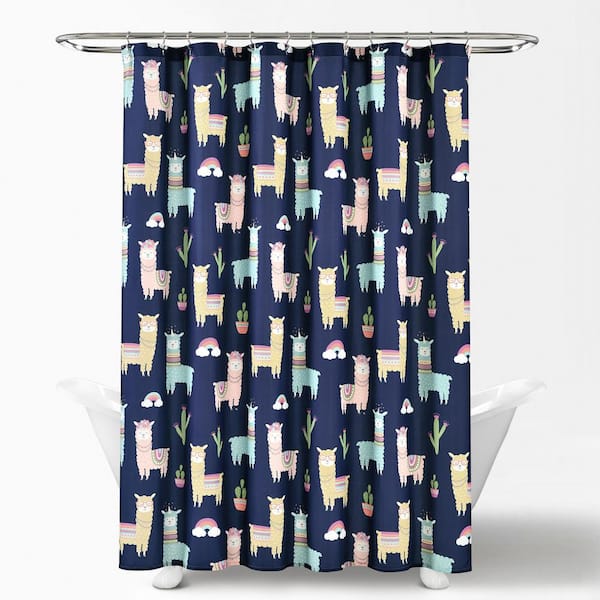 Lush Decor 72 In X Navy Yellow, Southwest Style Shower Curtains