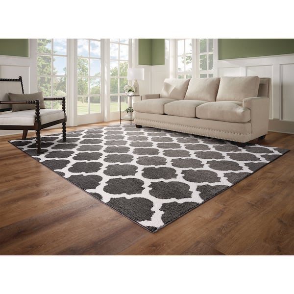 Seyward 8 ft. x 10 ft. Grey Trellis Shag Area Rug