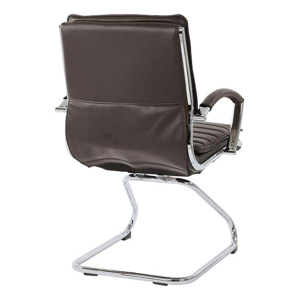 Office Star Products Guest Espresso Faux Leather Chair with Chrome