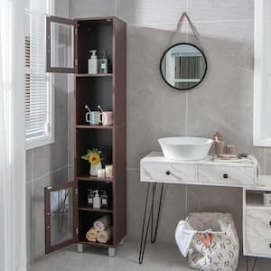Brown 71'' Tall Tower Bathroom Storage Cabinet Organizer Display Shelves Bedroom