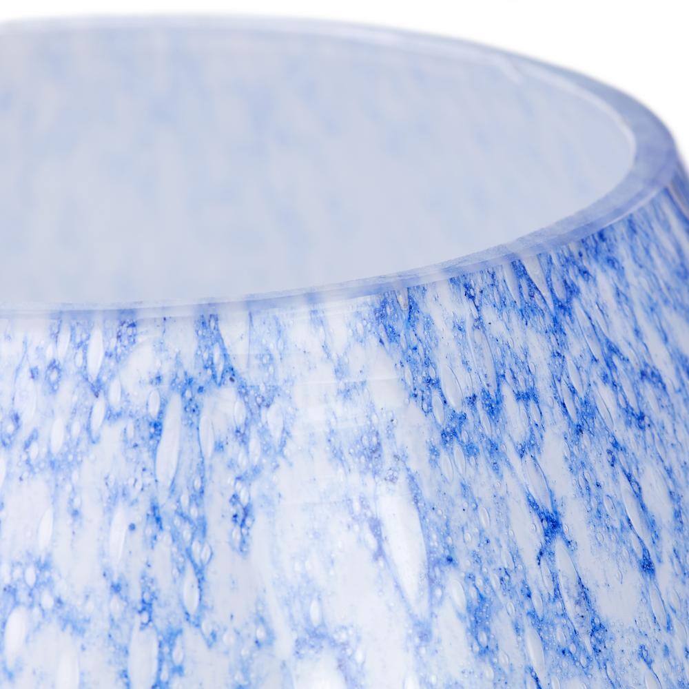 Serena 8.75 in. Blue and White Glass Mushroom Accent Lamp