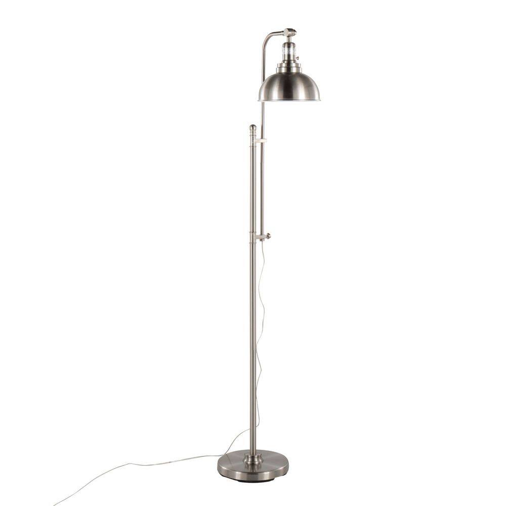 66 in. Nickel Industrial 1-Light Smart 1-Way (On/Off) Standard Floor Lamp for Living Room with Metal Dome Shade price history on PriceWatchPro