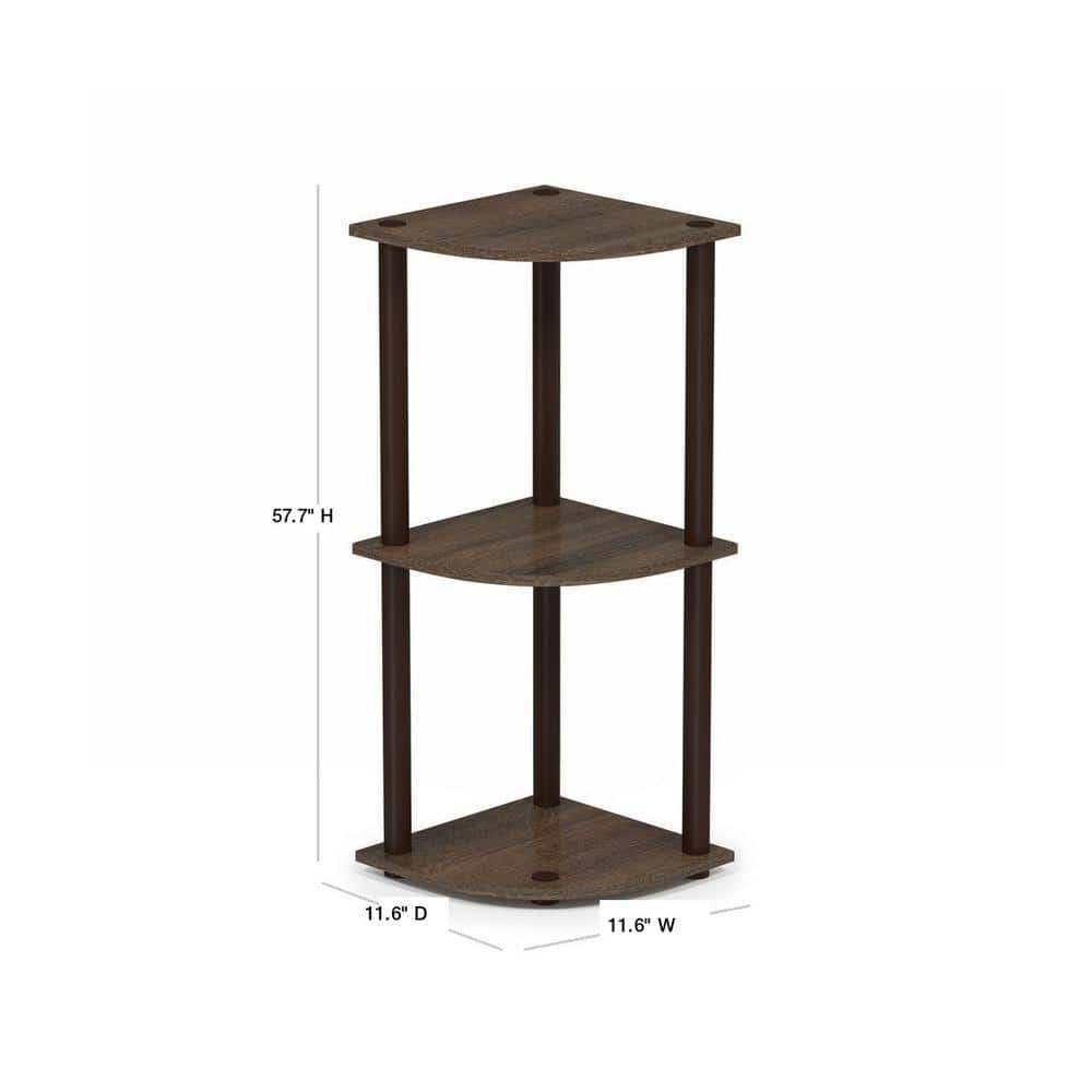 Walnut Brown 3-Tier Corner Ladder Bookcase