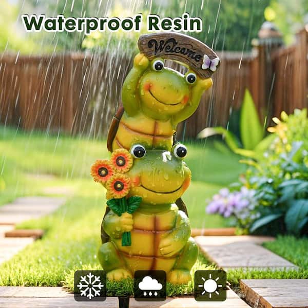 OGETFUUR Garden Turtle Outdoor Statues, Solar Garden Statue 2