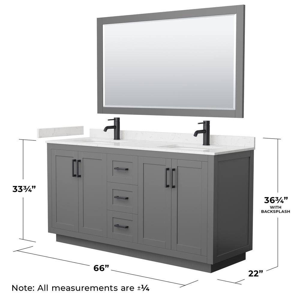 Miranda 66'' Dark Gray Double Bathroom Vanity with Marble Top