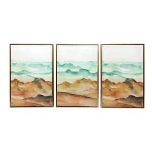 Desert Dunes Triptych Floater Frame Canvas Nature Wall Art Print 48 in. x 24 in. overall