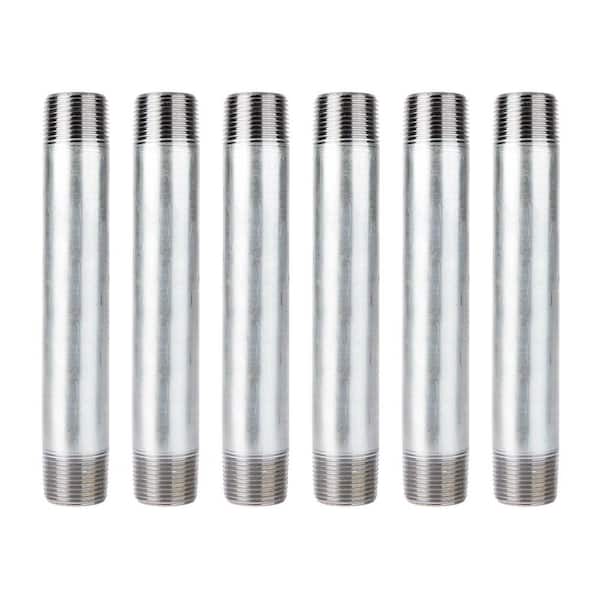 PIPE DECOR 1 in. x 8 in. Galvanized Steel Nipple, 6 Pack