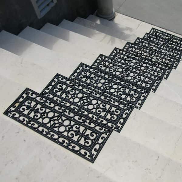 Regal Black 9.75 in. W x 29.75 in. L Rubber Step Mats (6-pack)