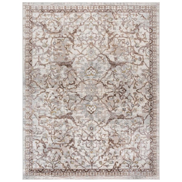 Palma 8 ft. x 10 ft. Beige/Brown Ornate Border Area Rug