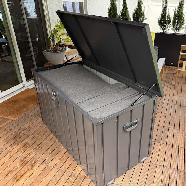 Outdoor Deck Box 150 Gallon Waterproof Lockable Storage Box Container with Lid Deck Box, Gray