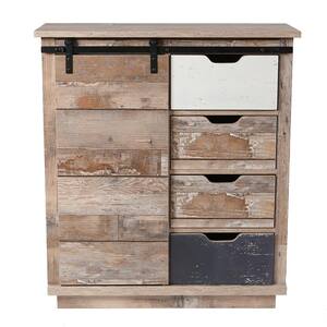 Rustic Wood 4-Drawer 1-Sliding Door Storage Cabinet