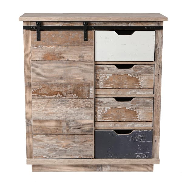 4 Drawer 1 Sliding Door Storage Cabinet, Wooden Storage Cabinets With Sliding Doors
