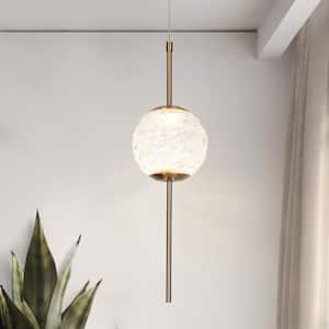 Cenlindes 6-Watt 1-Light Plating Brass Integrated LED Mini Pendant Light with Textured Glass Shade and No Bulb Included