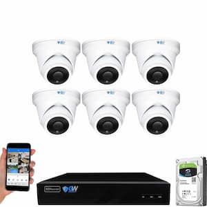 8-Channel 8MP 2TB NVR Security Camera System 6 Wired Turret Cameras 2.8mm Fixed Lens Human/Vehicle Detection Mic