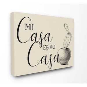 16 in. x 20 in."Mi Casa es Su Casa Tan Spanish Cactus Drawing" by Artist Daphne Polselli Canvas Wall Art