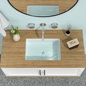 Rectangular Sink 19.5 x 14 in . Undermount Bathroom Sink in White Ceramic with Overflow