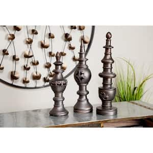 Tall Bronze Decorative Finials Shelf and Table Decor (Set of 3)