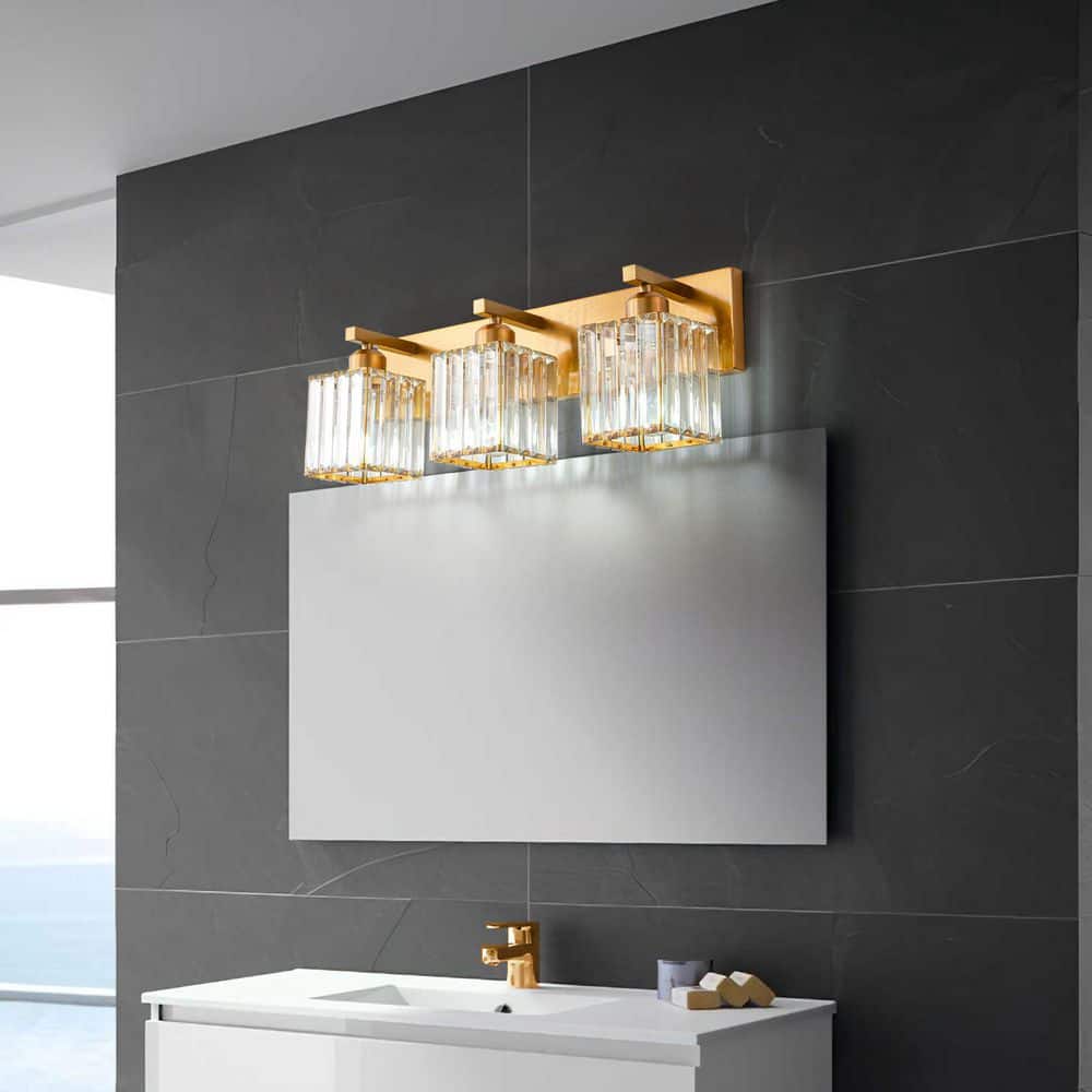 Home Lighting Fixture Width 20.74 in. 3-Light Gold Modern Crystal Vanity Lights Wall Sconces For Bathroom（JW-002) price history on PriceWatchPro