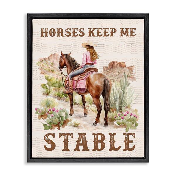 Horses Keep Me Stable by Lettered and Lined Black Floater Frame People Graphic Art Print 31 in. x 25 in.