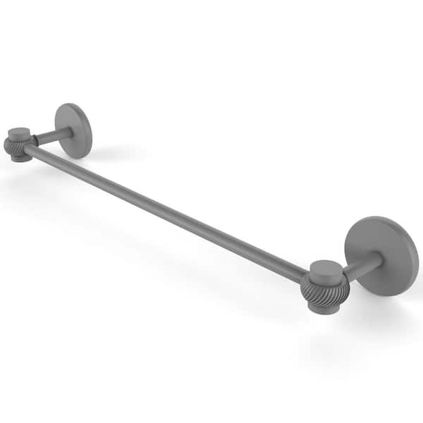 Allied Brass Satellite Orbit One 36 in. Wall Mounted Single Towel Bar with Twist Accents in Matte Gray