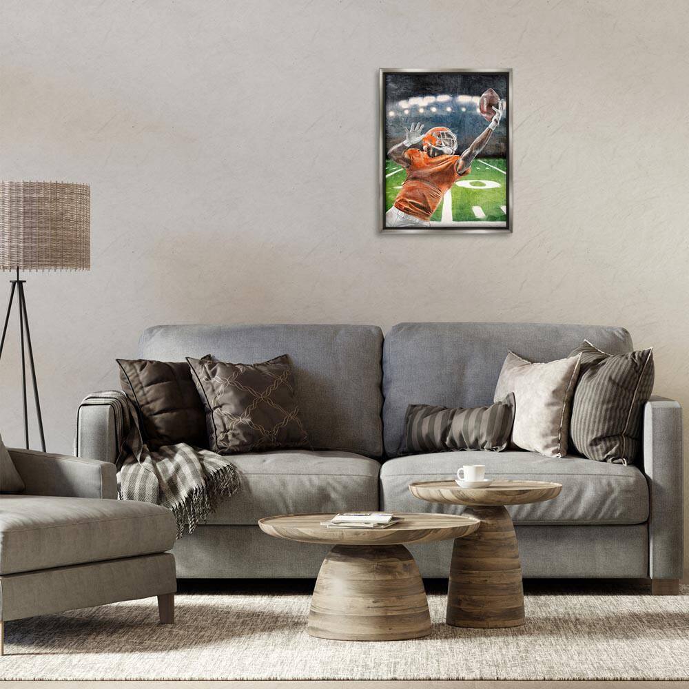 Athlete Catching Football by Kim Allen Gray Floater Frame Sports Graphic Art Print 21 in. x 17 in. price history on PriceWatchPro