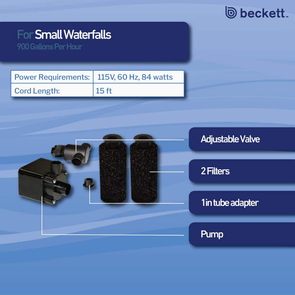 Beckett 900 GPH Black Resin Submersible Pond Pump Kit