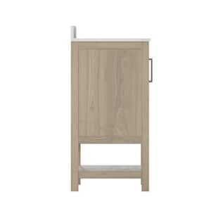 30 in. W x 19 in. D x 38 in. H Bathroom Vanity in Brown with White Stone Top