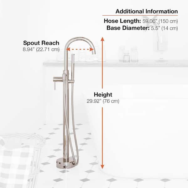 Aiden 70 in. Acrylic Freestanding Soaking Bathtub in White Including Chrome Freestanding Faucet
