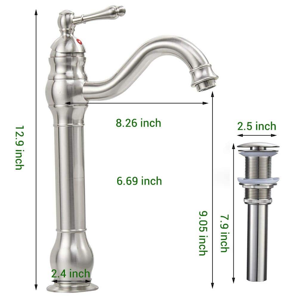 Brushed Nickel Single Handle High Arc Bathroom Faucet