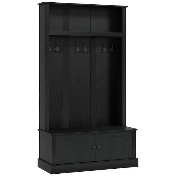 HOMCOM Black Shoe Cabinet and Top Shelf