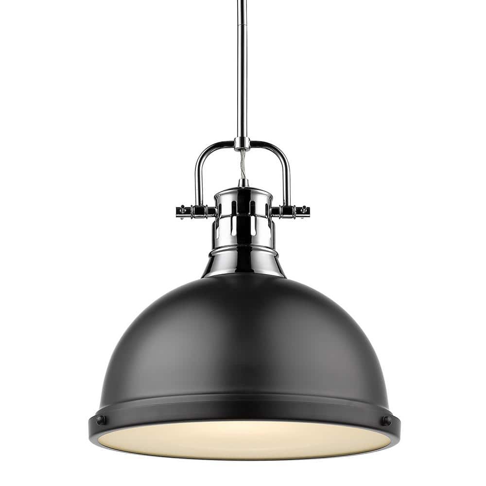 Duncan 1-Light Chrome Pendant and Rod with Matte Black Shade price history on PriceWatchPro