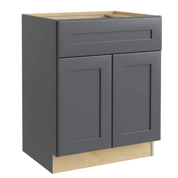 Home Decorators Collection Newport 30 in. W x 21 in. D x 34.5 in. H Assembled Plywood Base Bath Cabinet in Deep Onyx with Soft Close