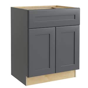 Newport Deep Onyx Plywood Shaker Assembled Base Kitchen Cabinet Soft Close 24 in W x 24 in D x 34.5 in H