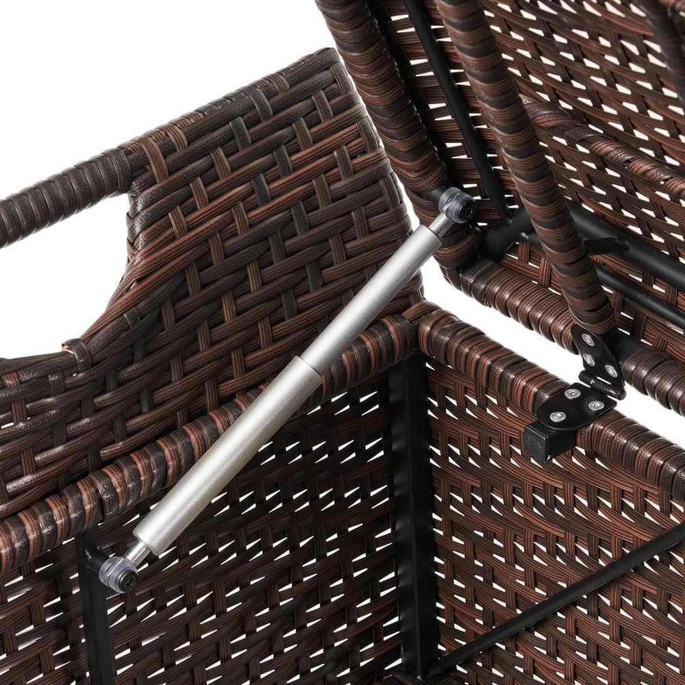 Contemporary Brown Wicker Outdoor Storage Bench/Ottoman