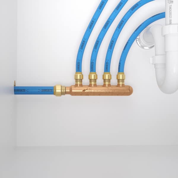 3/4 in. x 1/2 in. Push-to-Connect Copper 4-Port Closed Manifold Fitting