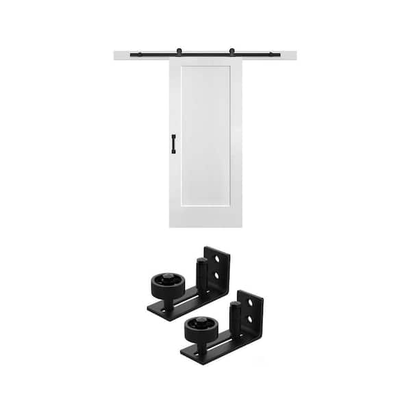 4.8 in. Sliding Barn Door Floor Guide (2-Pack) and 36 in. x 84 in. Barn Door Slab with Hardware Kit Combo