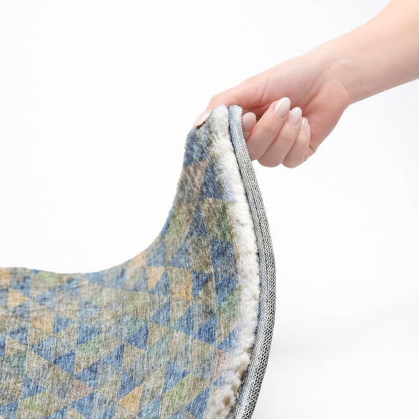 Dream Shag Premium Machine Washable Abstract ADS612 Blue 8 ft. x 8 ft. Round Rug